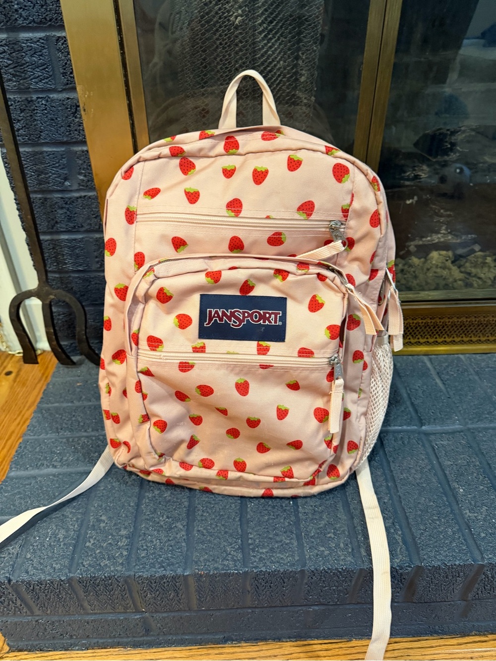 Jansport Pink Strawberry Print Kids Backpack